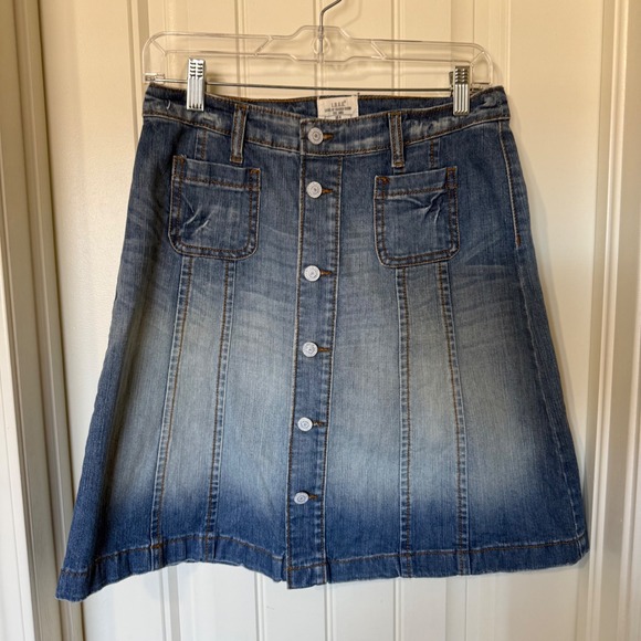 L.O.G.G. H&M Denim Skirt Womens 6 Blue Excellent Button Front A-Line Mini Skirt - Picture 2 of 6